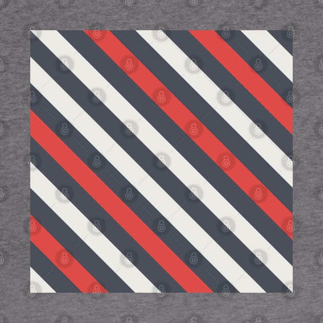 Diagonal Black, White and Red Stripes by kallyfactory